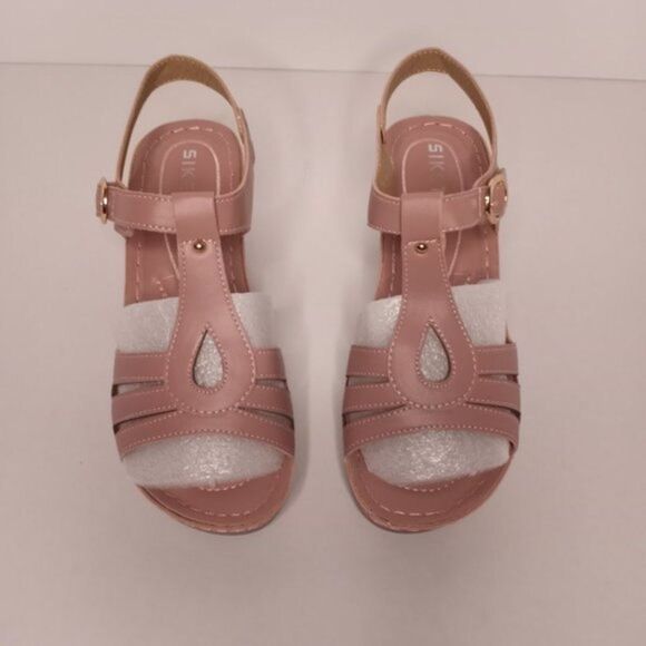 Women's Sandals Size 6.5 Pink Fish Mouth 3"Inch Square Heel Lightweight NWOT - Picture 2 of 6